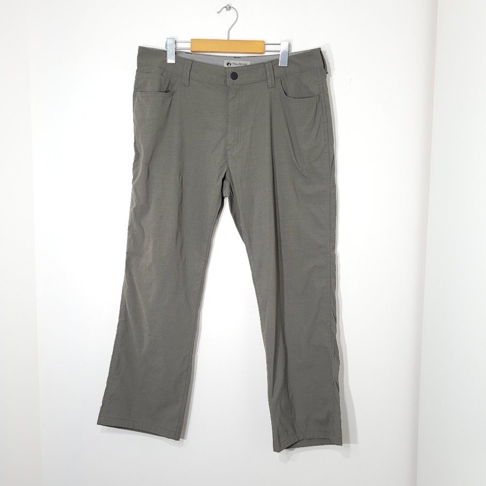 WindRiver Mens Green Gray Casual Outdoor Hiking Pants Stretch Pockets 36x30